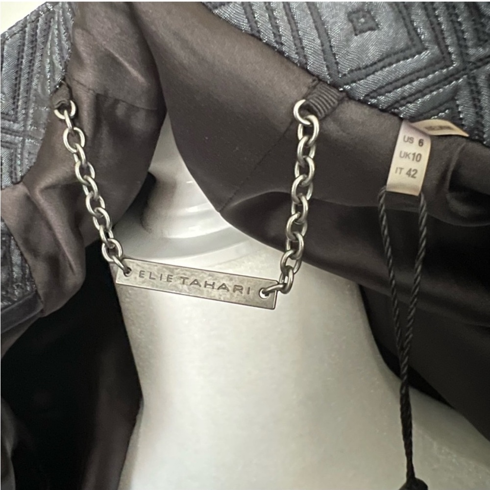 Elie Tahari Viola Jacket (Moto), Asymmetrical Zippers, Midnight Multi - Picture 8 of 14